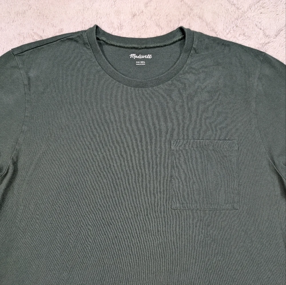 Madewell Shirt Men's XXL Green Dark Palm Relaxed Long Sleeve Tee Pocket